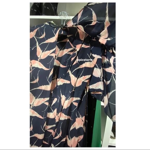 Valentino Silk Bird Print Cape Dress - Picture 3 of 6